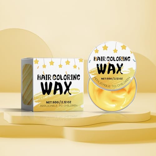 Temporäre Haarfarbenwachs für Kinder, Colored Hair Styling Mud, Auswaschbar Haarfarbe Wachs für Kinder Männer Frauen, Haare Färben Cream für Cosplay Party Halloween (F(Gelb), 60g)