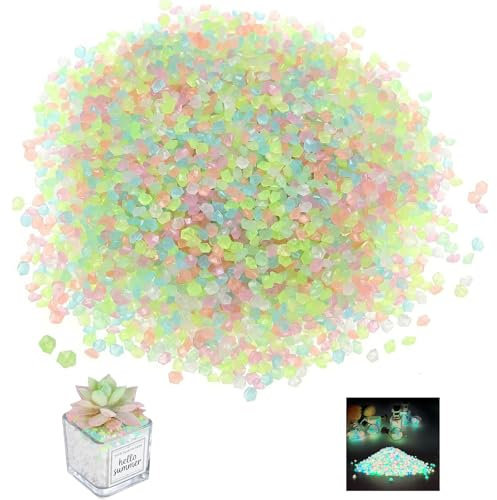 Leuchtsteine Edelsteine für Kinder, 10000 Stück kieselsteine Leuchtsteine Garten,Muggelsteine Glassteine Gartendeko,Bunt Diamant,Edelsteine,Leuchtende Steine für Kinderzimmer,Aquarium Deko,Vasenfülle