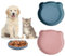 FINEASY 2PCS Silicone Shallow Cat Bowl, Cat Feeding Bowl, Cat Food Bowl Whisker Friendly, Whisker Fatigue Bowls Wet Food Dry Food Flat Water Bowl for Cat Dog (Blue & Pink)