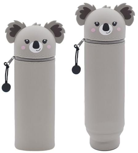MKKZLPN 2-in-1 Silikon Federmäppchen - Tiger, Federtasche aus weichem Silikon für Stifte, Federmappe und Stiftehalter, Mäppchen Tiere, Schlampermäppchen (Koala)