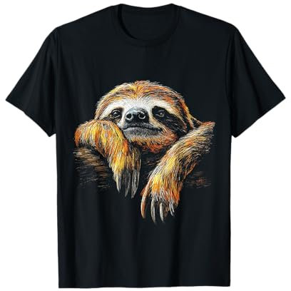 Faultier Tier Motiv Zeichnung Kunstwerk Faultier T-Shirt