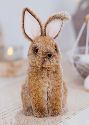 Dekoleidenschaft Dekofigur Hase Purzel Flauschiger Osterhase aus Kunstfell, 22 cm hoch, Osterdeko, Osterfigur