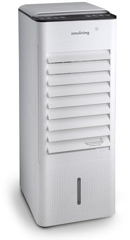 Innoliving Raffrescatore d’Aria Caldo/Freddo 7 Litri INN-508NEW, con Funzione Calore, Pannello Touch, Display Digitale, Telecomando, 3 Velocità, Oscillazione 140°, Serbatoio Removibile