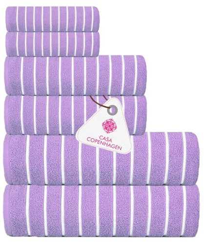 Casa Copenhagen Ecstatic 6-teiliges Handtuch-Set – Lila Rose, 600 g/m², 2 Badetücher, 2 Handtücher, 2 Waschlappen aus weicher ägyptischer Baumwolle für Badezimmer, Küche und Dusche