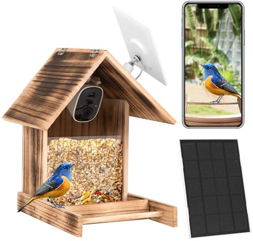LeFluffy Bird Feeder with Camera, Camera Feeder, 1080P HD AI Identify, Smart Bird Feeder Wireless Outdoor, Auto Capture Bird Motion Detection, Solar Powered, Gifts for Bird Lovers