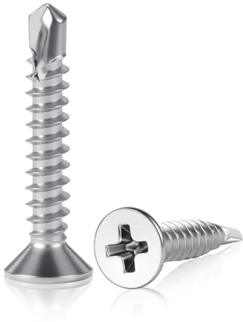 THFJWJ Selbstschneidende Schrauben Edelstahl Senkkopf BlechschraubenSelbstschneidend Bohrschrauben M4,2×25mm EdelstahlschraubenSelbstbohrendeSchraubenmitSchwanz 80 Stück A2 V2A 304fürBlechbefestigung