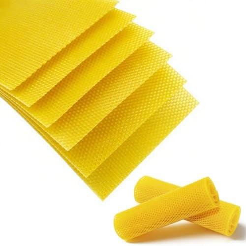 TINMAGI 30 Stück Mittelwände Normal 350 x 200mm, Bienenwachsplatten, 100% Reines Bienenwachs-Blatt Imkereibedarf, für Imker Bienen Rähmchen DIY-Kerzen, Standard-Zellenmaß Beträgt 5,4 mm