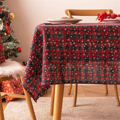 Wokuaile Tischdecke Kariert 100 x 160cm Weihnachten Tischdecken Gartentischdecke aus Polyester für Wohnzimmer, Esszimmer, Balkon, Style 2