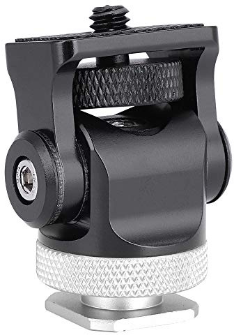 Akozon Einstellbarer Blitzschuh--Mikrofonhalter mit 1/4-Schraube, Stabile Kamerahalterung, Schwarz, Rot (Schwarz und Silber)