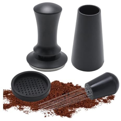 Ollanoos 51 mm Kaffee Tamper, Stampfernadel, Silikonmatte, Tamper Set für den Gebrauch zu Hause und im Büro, Verbessert Ihr Kaffeezubereitungserlebnis