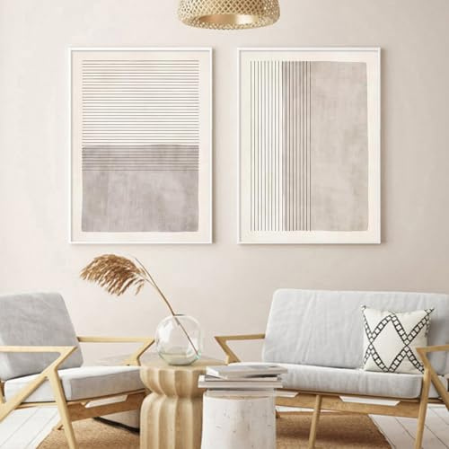 CULASIGN Abstrakt Poster 2er Set, Moderne Beige Line Art Bilder Leinwandbilder Wandkunst Wandbilder, OHNE Rahmen Wanddeko für Wohnzimmer (50 x 70 cm)