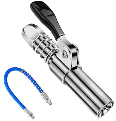 Comzantor Embout Pompe a Graisse Manuelle, Coupleur Pistolet à Graisse pour Tous Types, Embout Graissage Original G Coupler, Pompe à Graisse Pistolet, Embout pour Graisseur avec Tuyau de 30cm