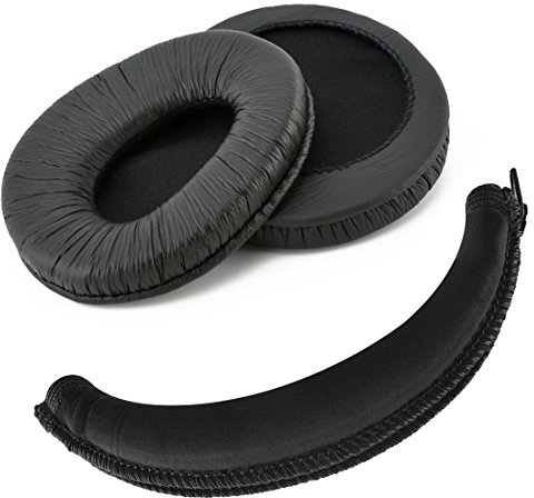 Geekria Replacement Earpads + Headband Protector Set for MDR Z600, V600, V900, V900HD, V7509 Headphones (Black)