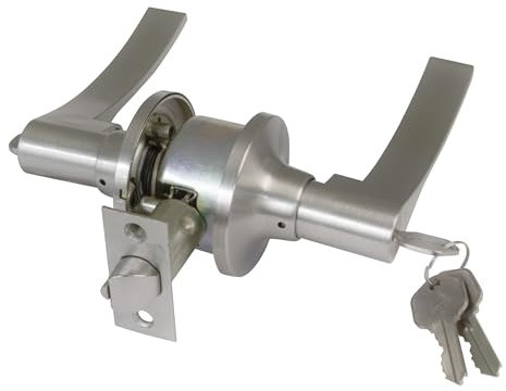 Amig - Set di maniglie d'ingresso Sinistra con serratura | Rosetta per porte | Maniglia ideale per porte in legno | Zamak | Argentato | Serratura d'ingresso di 60/70 mm