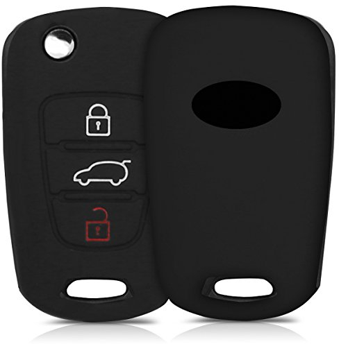 kwmobile Autoschlüssel Silikon Hülle kompatibel mit Hyundai 3-Tasten Klapp Autoschlüssel - Schlüsselhülle in Schwarz