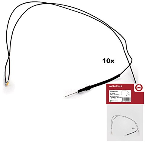 ML-Train SMD LED-Lampe goldweiß 10 Stück 5-19 Volt mit Kabel und mit Vorwiderstand - Geeignet für Analog- und Digitalbetrieb - Gartenbahn Spur G Zubehör