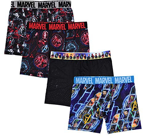 Marvel Boys Boxer Briefs with Assorted Hero Prints Including Iron Man, Hulk, Thor & More in Size 4, 6, 8, 10, 12, Avengers Multi, 8 (Pack of 4)