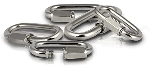 PROTECH 10 Stück Schnellglieder M10 Karabiner 10mm mit Verschluss aus Edelstahl V4A Schraubverbinder Schraubkettenglied A4 Verschlusskarabiner Kettenverbinder