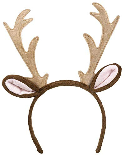 Boland 13442 - Haarreif Rentier, Tiara mit Ohren und Geweih, Reh, Hirsch, Kopfschmuck, Weihnachten, Kostüm, Karneval, Mottoparty