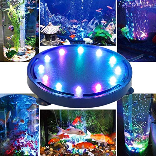 bangminda Aquarium Luftstein 12LED Sprudelstein für Aquarium Buntes Aquarium Bubble Light Diffusor für Aquarium Fisch Tank (Luftpumpe ist nicht im Lieferumfang enthalten)