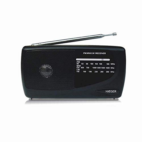HAEGER Handy Radio Multiband Portable Am/FM/LW avec antenne télescopique, Connexion d'entrée pour Casque