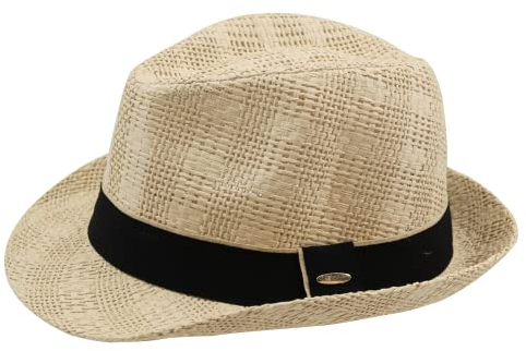 Sombrero Paja Hombre Mujer Fedora Borsalino Trilby Gorra Panamá Verano Playa ala Corta Moda Unisex (lu-255-beige, 57cm)