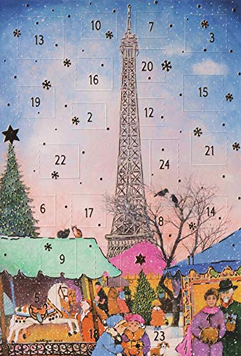 Adventskalender-Karte Paris Eifelturm Nostalgie Weihnachten Grußkarten Goldprägung Kunstkarte Weihnachtsmarkt Advent Time