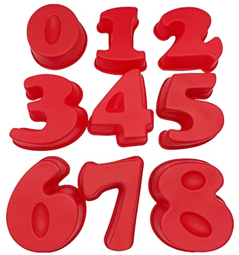 Goldbaking Pack of 9 Medium Silicone Number Cake Moulds 6 Clear