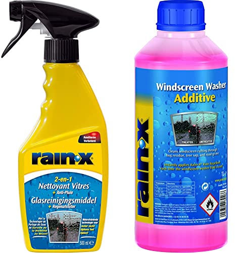 Rain-X 1830048 88197500 2-in-1 Glass Cleaner Plus Rain Repellent 500 ml & 831991L Windscreen Washer Additive