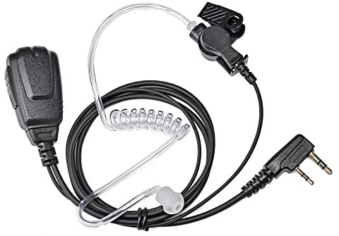 HYS 2 Way Radio Earpiece Compatible with Retevis Baofeng UV5R Kenwood TK250 Walkie Talkie, Acoustic Tube Headset with PTT and Mic