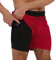Arcweg Badehose für Herren mit Kompression Liner 2 in 1 Atmungsaktiv Badeshorts Männer Elastisch Trainingsshorts Verstellbar Tunnelzug mit Reißverschlusstaschen Schwarz+Rot XL（EU）