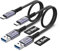 SUMPK Android Auto USB Cable 50CM 2 paquets USB A TO C 10Gbps USB 3.1 Gen 2 Cable 3A Fast Charging Data Transfer Cable Compatible avec Samsung Galaxy S21 S10 S9 Note 20, iPad Pro, GoPro, Power Bank