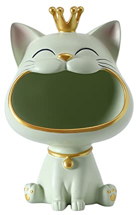 Tauzveok Katzen Schlüsselschale Deko, Big Mouth Katze Aufbewahrungsbox Für Schmuck, Schreibtisch Organizer, Obstschale, Schlüssel Aufbewahrung, Lucky Geschenk,Light Green