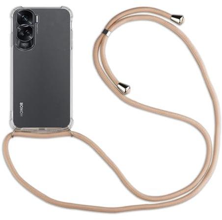 betterfon Hülle Kompatibel mit Honor 90 Lite | Handykette Smartphone Halskette Hülle mit Band | Handyhülle mit Kordel zum Umhängen Kompatibel für 90 Lite | Beige/Braun
