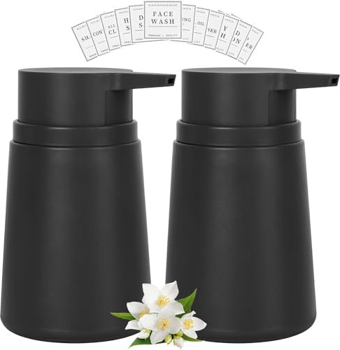 Seifenspender aus Kunststoff, 2 Stück Seifenspenderflasche mit Pumpe, Handseifenspender für Badezimmer, Theke, Küche, Waschküche