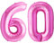 FUNFEST Ballon Anniversaire 60 Ans Rose 100cm - Décoration Avec Ballon XL & Paille - Vole Avec de l'Hélium - Réutilisable de Qualité Supérieure
