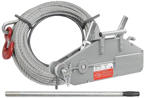 Nordforest Seilzug 1600 kg – Handseilzug mit 20 m Stahlseil Ø 11 mm – Forst Seilwinde für Holzrücken & Baumfällung – inkl. Hebelrohr & Überlastschutz