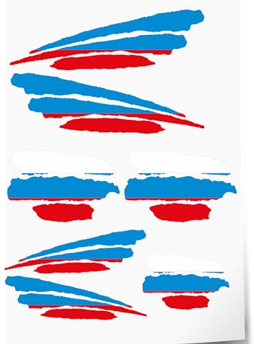 Indigos UG Aufkleber Russisch - 7 Autoaufkleber - Flagge - Fahne mit 3 Streifen - selbstklebende Fahnen für Heckscheibe, Modellbau, Sport, Motorrad, Auto, Tuning, Fenster, Kofferraum