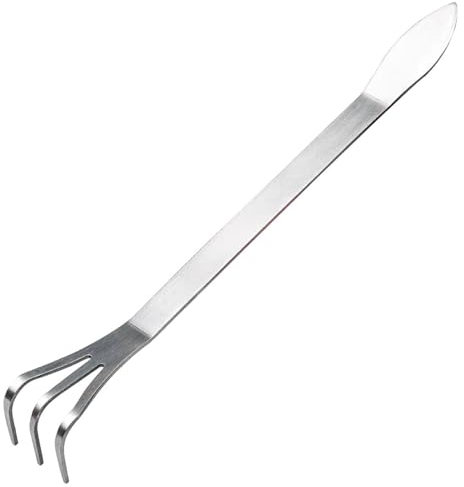Mini kratta trädgårdskratta för löv, kratta för trädgårdsskötsel 23 cm 2-i-1 liten kratta med skrapspets 3-polig rostfritt stål lös jord rotkratta med ergonomiskt handtag, liten trädgårdskratta för