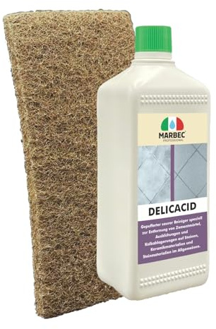 MARBEC DELICACID 1LT + BRAUNER TUPFER Milde gepufferte Säure speziell für Steine, Keramik und Steinmaterial