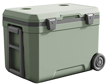 ISCBAFYX Camping Cooler, 45L Outdoor Portable Beach Insulated Box with Wheels/insulated Cover, Suitable for Picnics, Outings
