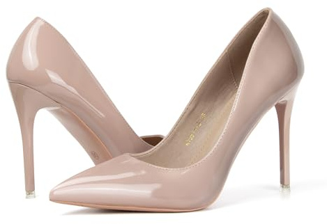 qibusleen Damen Patent Leder Pointy Toe Smart Büro Arbeit Gericht Schuhe Sexy Stiletto High Heels für Frauen Braut Hochzeit Party Dressy Pumpen Schuhe Slip On