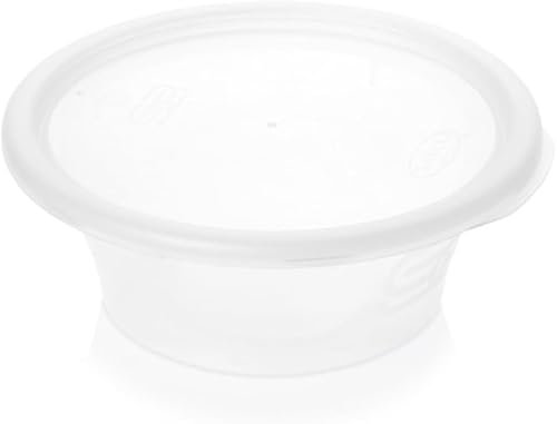 encase 50 Satco Plastic Food Takeaway Microwave Heavy Duty Cups with Lids 2oz 4oz 8oz 12oz 16oz (Clear, 8oz)