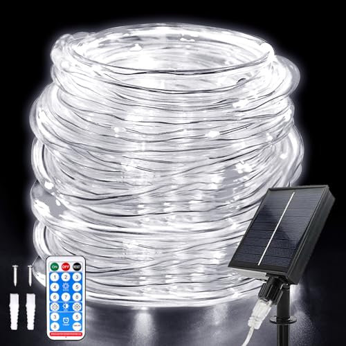Hulaiyaa Tube Lumineux Solaire Extérieur, Étanche Guirlande Lumineuse Tube 22 Mètre 8 Modes 200 LED Solaire Tube Lumineux avec Télécommande pour Jardin Piscine Mariage Fête de Noël Décorations