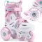 cariboo Rollschuhe Für Kinder Inliner Für Anfänger Verstellbar XS 26-30 Mit Lernlaufräder Glitzern Rosa Minze Ballerina