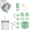 AUAUY Accessories for Stanley Cup: 2PCS 9-10mm Straw Cover Cap, 6PCS Silicone Spill Proof Stopper, 1PCS Silicone Boot for 40Oz&30Oz Decoration (Cup Not Including, Green)