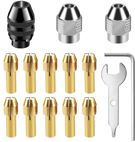 15Pcs Multi Chuck Set for Dremel Collet Nut Kit (3000 4000 7700 8200)