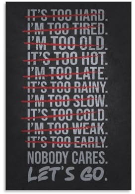 Leinwandposter Gym Nobody Cares Lets Go, Wandkunst, Schlafzimmer-Poster, Wohnzimmer-Dekor, Poster, Büro, Wohnheim, Dekoration, Geschenke, ungerahmt, 20 x 30 cm