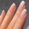 Short Square Press on Nails - French Tip False Nails Pattern - 24PCS Gradient White Pink Fake Nails with Glue - Reusable Glossy Full Cover Stick on Nail for Women Girls