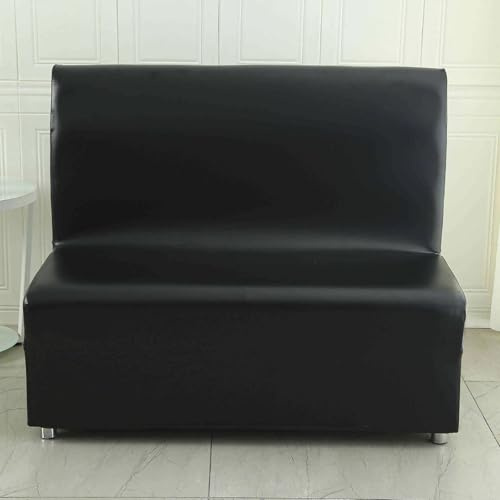 Armloser Sofabezug Aus Pu-leder, Wasserdichter Sofa-karten-sitzbezug, Dehnbare, Solide Loveseat-couch-bettbezüge Für Restaurant, Café, Bar(Color:schwarz)